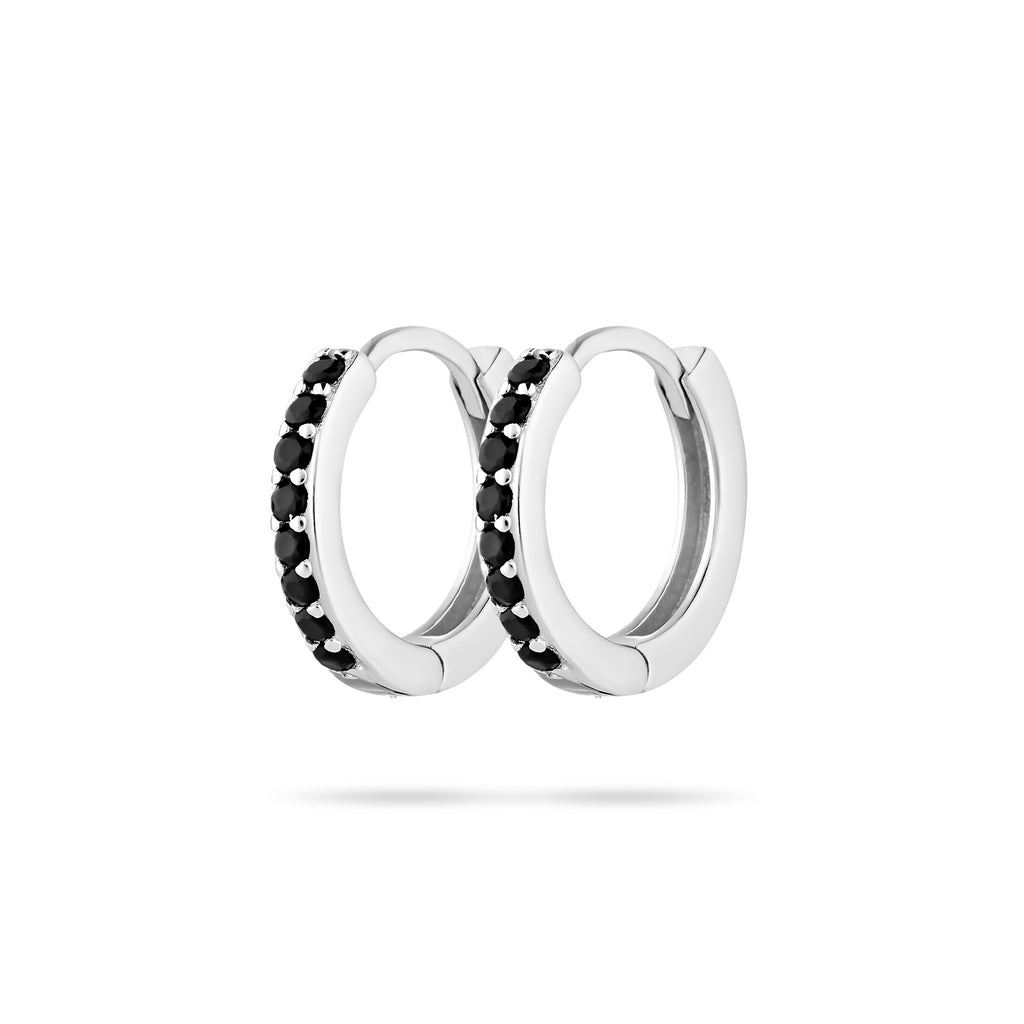 Irma Petite Hoops Black Crystal Silver - Charlotte Bonde Sthlm