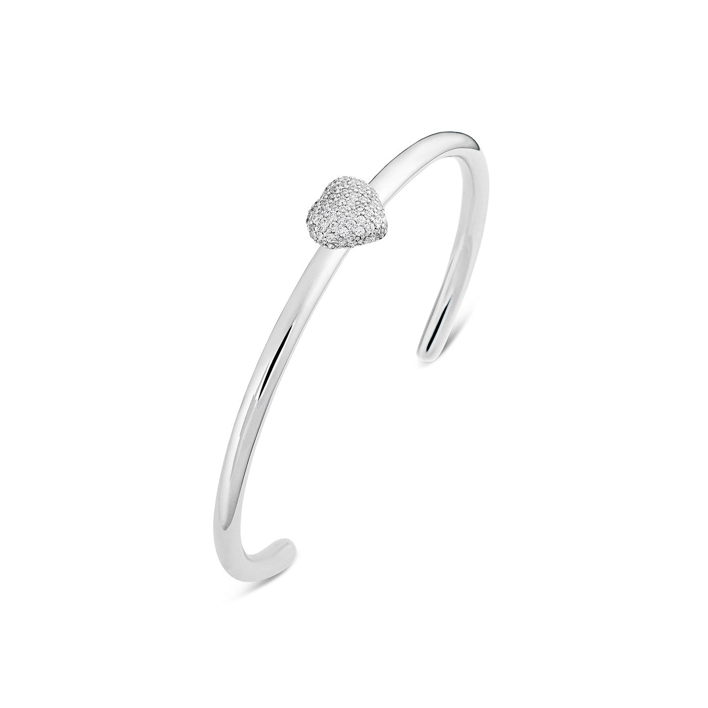 Timeless Eternal Love Heart Cuff Rock Crystal Silver - Charlotte Bonde Sthlm