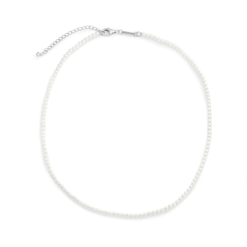 Signature Petite White Pearl Necklace Silver