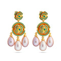 Labyrinth Vanity Earrings Green Spinel/ Sweet Water Pearl Pink - Charlotte Bonde Sthlm