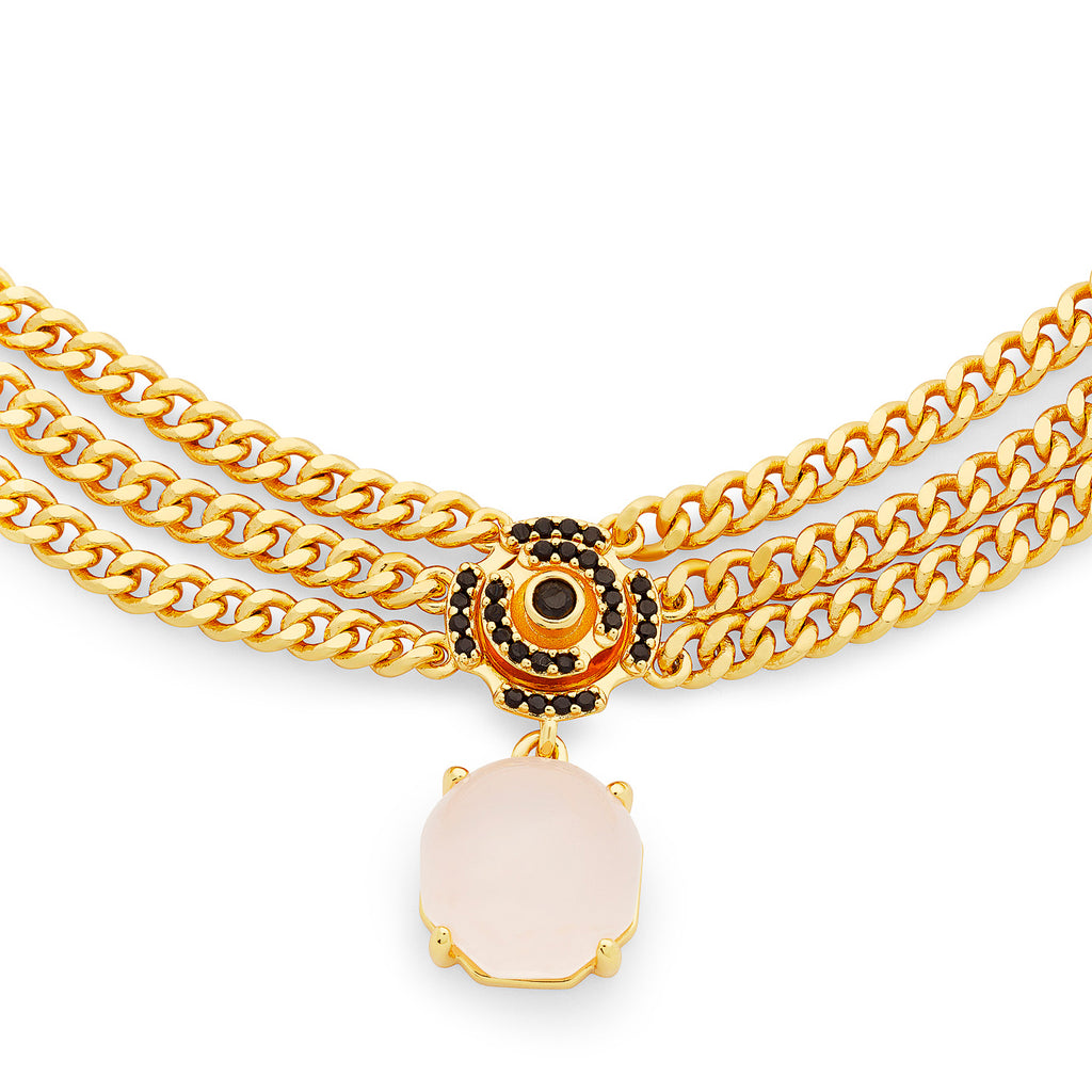 Labyrinth Vanity Necklace Black Spinel/Rose Quartz - Charlotte Bonde Sthlm