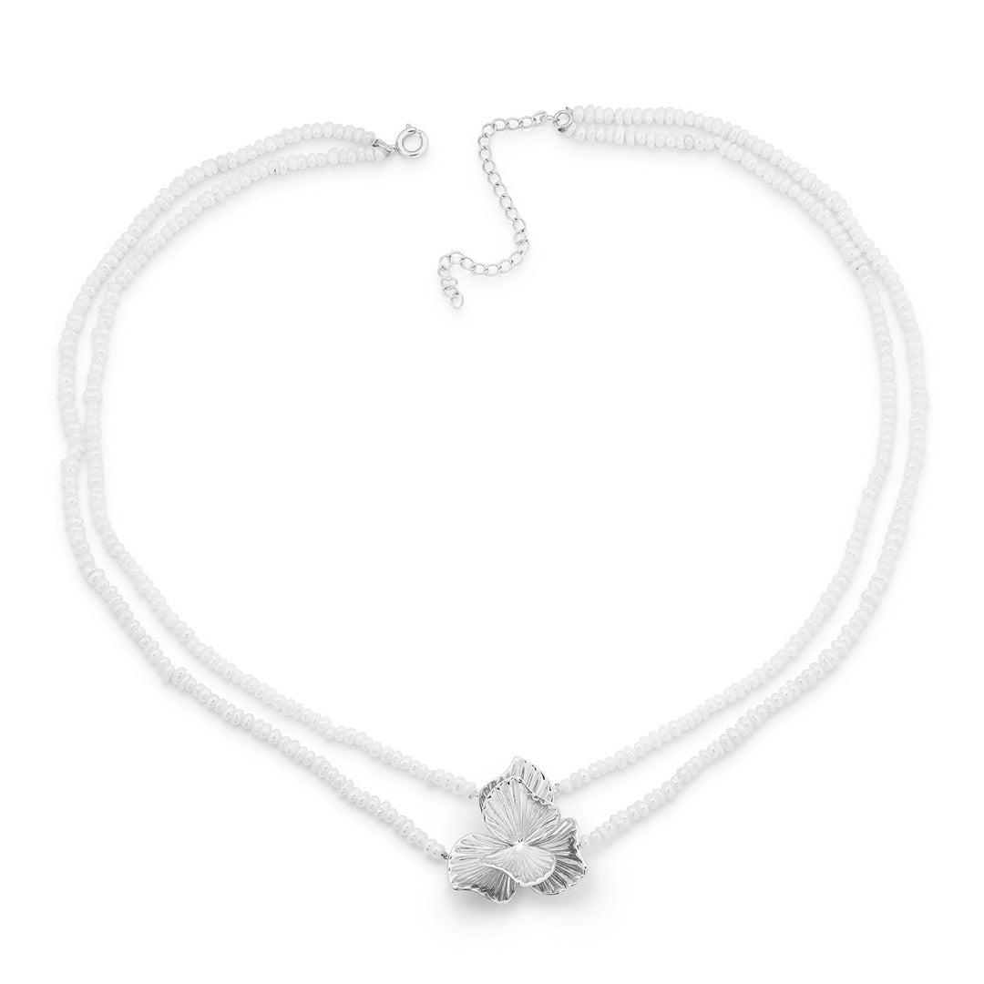 Ever After Poppy Pearl Necklace Silver - Charlotte Bonde Sthlm