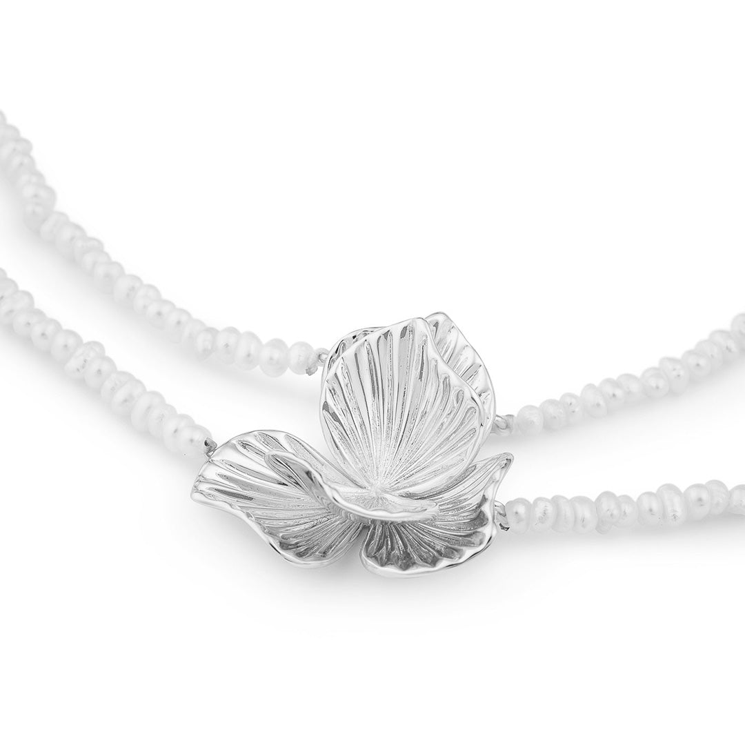 Ever After Poppy Pearl Necklace Silver - Charlotte Bonde Sthlm