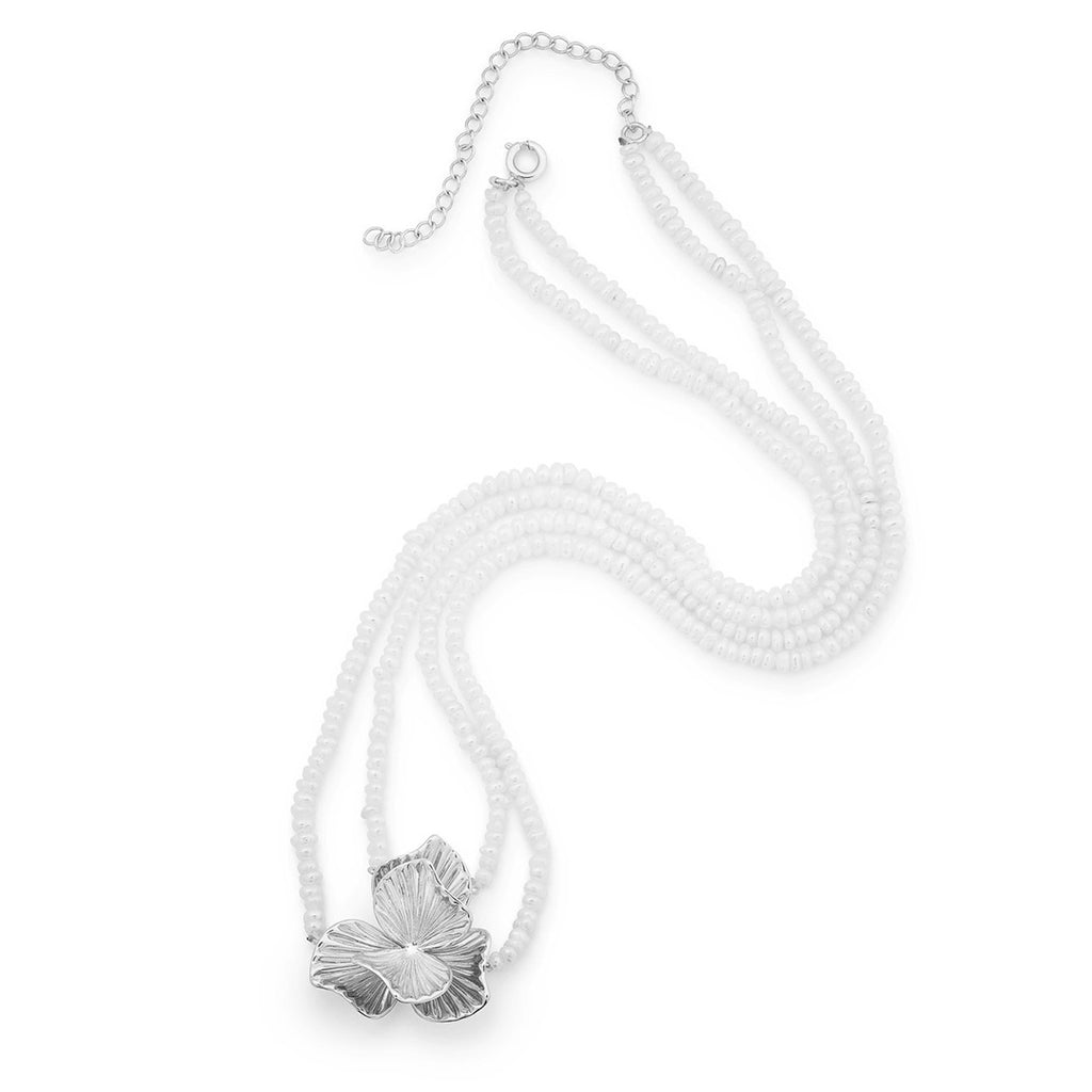 Ever After Poppy Pearl Necklace Silver - Charlotte Bonde Sthlm